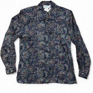 David Brooks Blue Paisley Button-up Shirt Womens Size 8